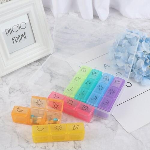 7-color Tablet Pill Box Holder Medicine Storage Organizer Container Case 3 Row 21 Squares Weekly 7 Days Health Care Tools