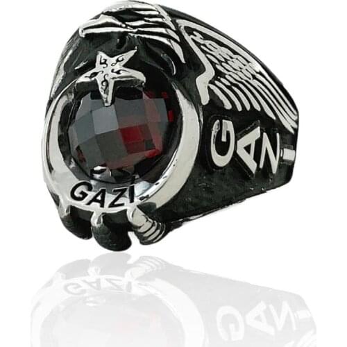 Veterans Special the Moon the stars And Eagle Gas 925 Silver Ring