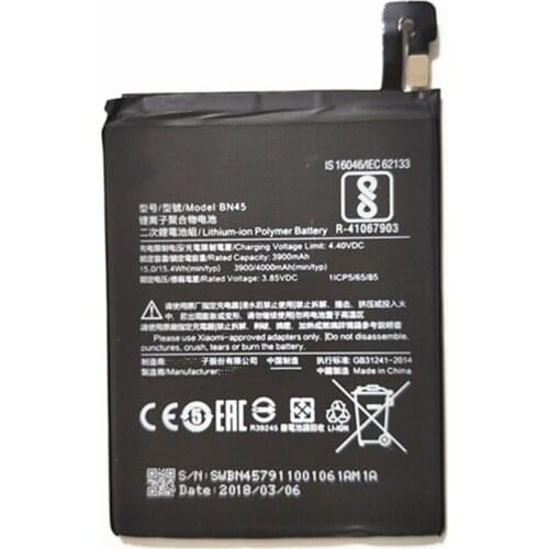 High quality BN45 battery 4000mAh for XIAOMI Redmi Note 5 battery redmi Note 5 replacement battery