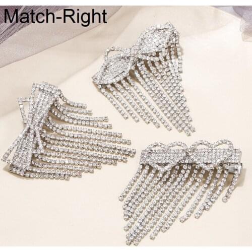 Match-Right Hair Jewelry Luxury Tassel Hair Clip/Pin/Stick/Barrette Bridal Wedding Rhinestone Hairpin Hair Accessories SP923