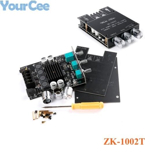 ZK-1002T TPA3116D2 Audio Stereo Amplifier Board 2*100W 100W+100W 2.0 Channel High Power Amplifier Board Bluetooth 5.0 Bass AMP
