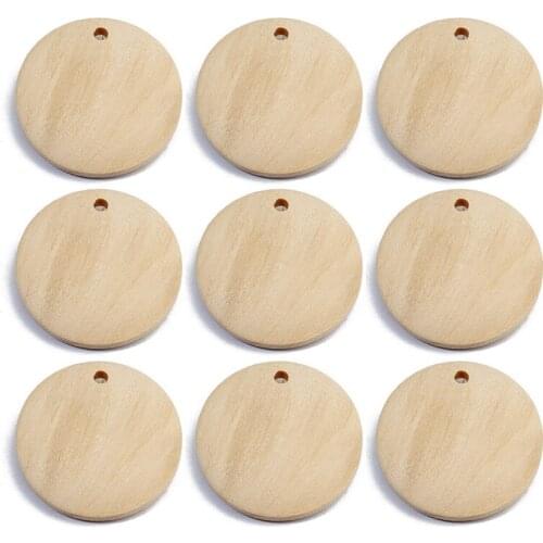 10pcs Wooden Round Pendant Dia 25mm 30mm with Hole for Necklace Bracelet Charms DIY Jewelry Findings