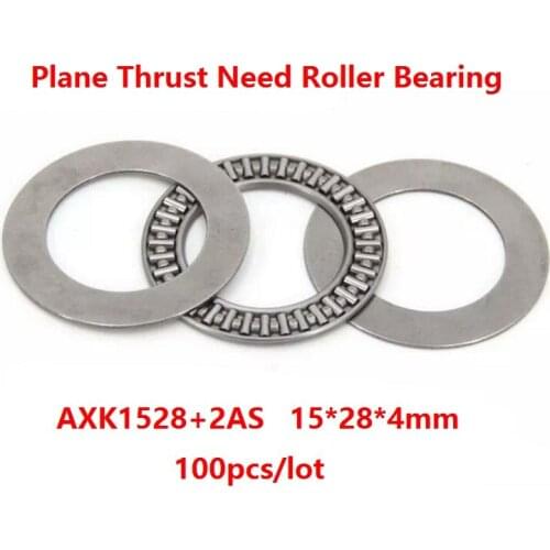100pcs/lot AXK1528+2AS 15×28×4mm Thrust Needle Roller Bearing Washers Plane Thrust Need Roller Bearing 15*28*4mm