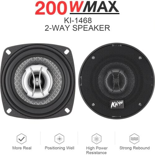 2pcs 4 Inch 200W Universal Car 2 Ways Coaxial Speaker Audio Music Stereo Full Range Frequency Hifi for Auto Stereo Modified