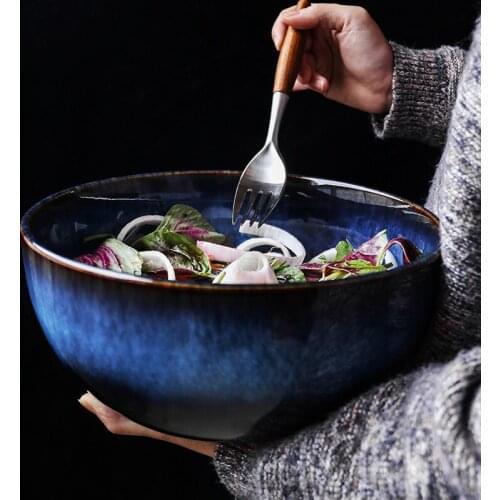 2400 ml super-sized blue porcelain ceramic salad bowl down large bowl bowl wholesale tableware deeply blue bowl