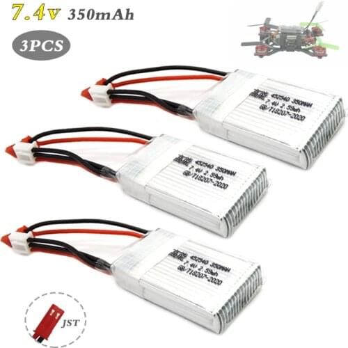 3PCS Lipo 2s 350mAh Battery JST Plug for KINGKONG 90GT X401H MJX X402 Racing Drone Helicopter Accessories with 2s Lipo Charger