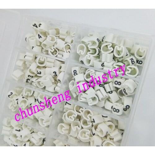 500pcs/box EC-3 6.0mm2 10 different number 0-9 cable marker white color set