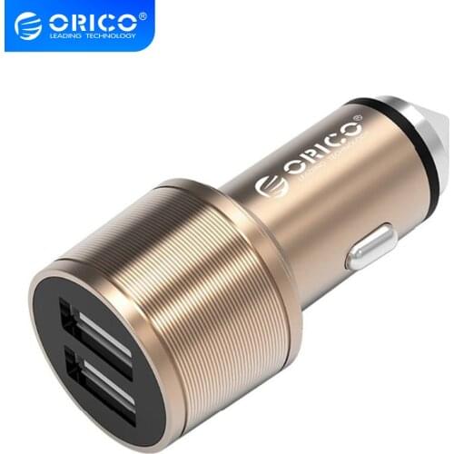 ORICO Dual USB Car Charger Mini Portable USB Travel Charger for iPhone Samsung Xiaomi with Safety Hammer