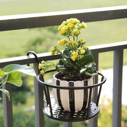 Balcony Flower Frame European Iron Railing Potted Plant Shelf Window Sill Bracketplant Hanging Flower Pot Planter Flower Stand