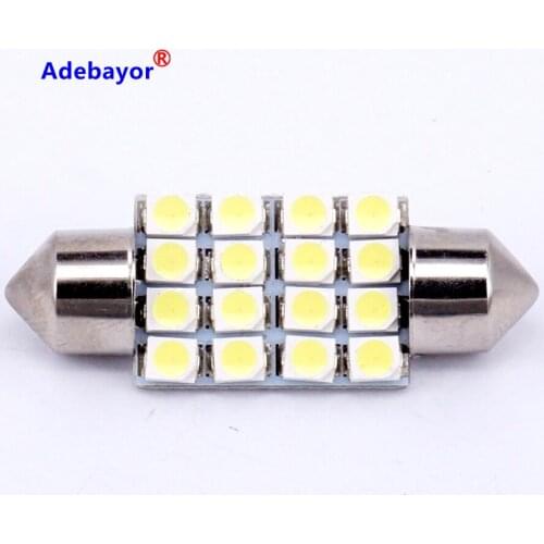 2x White 36mm led DC 12V C5W C10W 1210 3528 16SMD Festoon Dome Car Led Panel Reading Lamp Wedge bulbs Auto Roof Light