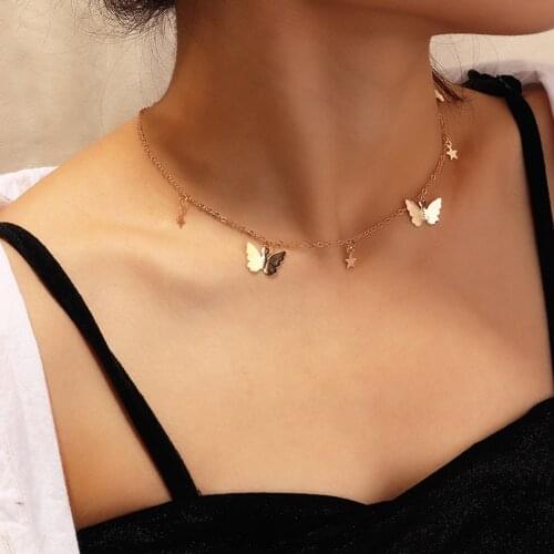 Bohemian Butterfly Pendant Necklaces Charming Multi Layer Necklace Simple Hollow Cute Animal Butterfly Clavicle Chain Jewelry