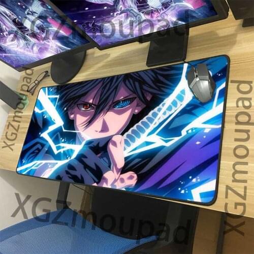 XGZ Large Mouse Pad Black Lock Edge Naruto Lightning Sasuke Sharingan Computer Table Mat Rubber Non-slip Internet Cafe Gamer