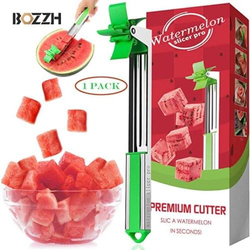 BOZZH Watermelon Slicer Cutter Stainless Steel Windmill Watermelon Cutter Knife Fascinated Melon Cutting Tool Kitchen Gadget