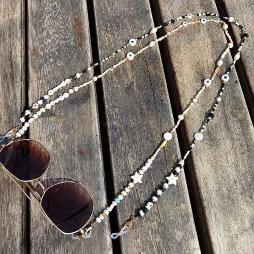 2021 Boho Chain For Mask Lanyard Straps Necklace Letter Star Evil Eye Necklaces Colorful Bead Women Jewelry