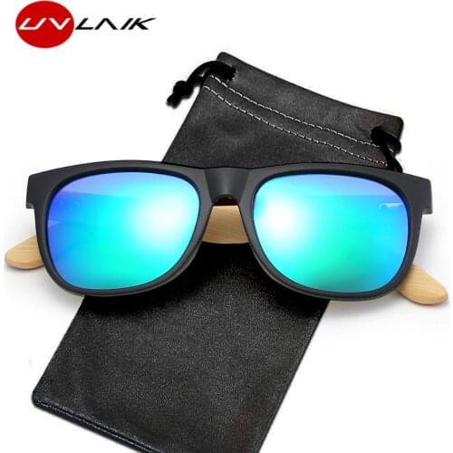UVLAIK Wooden Men Polarized Sunglasses Women Brand Driving Vintage Classic Rectangle Wood Bamboo Leg Sun Glasses UV400 Eyewear