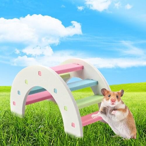 Wood Molar Toys For Hamster Colorful Mini Stairs Exercise Pet Chew Toys Teeth Care Molar Toy for Rabbit Chinchilla Pet