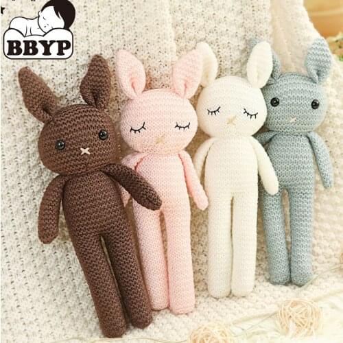 Handmade Rabbit Crochet Wool Doll Animal Stuffed Plush Toy Baby Soothing Baby Sleeping Plush Toy for Girls Gifts sleeping doll