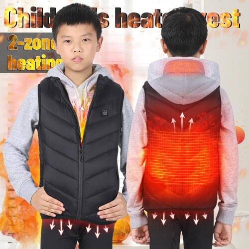 Childrens Heated Vest Winter Jacket USB Charging Teenagers Heated Vest Warm Running Outdoor Wear Safety Intelligent Keep Warm