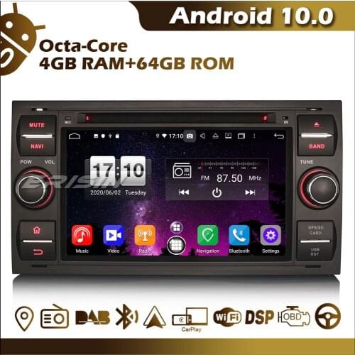 Erisin ES8766FB 7" 2 Din Autoradio Android Auto 10.0 Car Radio DVD CarPlay GPS DAB+ BT OBD2 TPMS DVR For Ford Fusion Kuga Galaxy