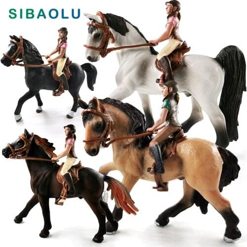 Equestrian Knight Rider People Figurine Horse Farm Animal Model Home Decor Miniature Fairy Garden Decoration Accessories Modern