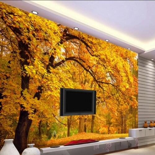 Photo wallpaper Autumn golden golden floor of Montreal golden fall TV sofa living room background wallpaper mural