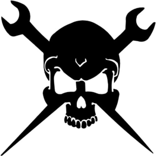 14.2cm*14.5cm Wrenches Skull Car Sticker Vinnyl Decor Car-Styling Decal Black/Silver S3-5332