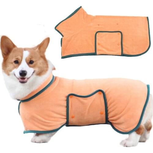 Bathrobe for Dogs XS-XL 400g Microfiber Super Absorbent Dog Drying Coat Soft&Warm Adjustable Pet Bath Towel for Bath&Beach Trips