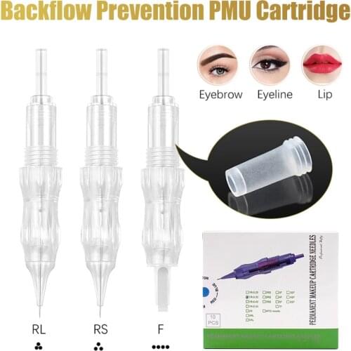 Biomaser Permanent Makeup Needle Anti Backflow Eyebrow Tattoo Needles PMU Cartridges 0.18MM 1R,3RL,3RS,5RL