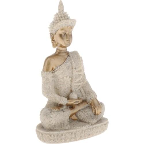 Decorative Sandstone Figure Seated Buddha Statue Sculpture for Home Altar Zen Decoration