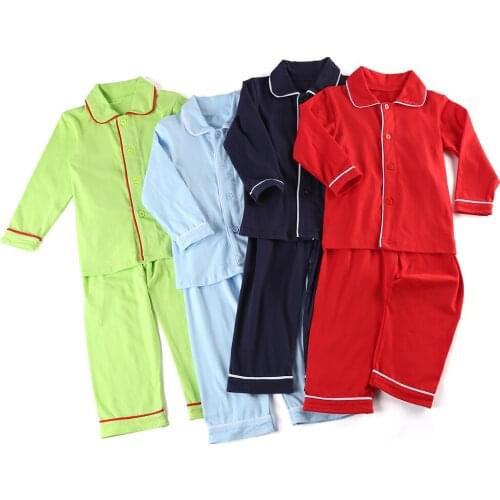 Boys Girls Clothing Set Family Matching Children sleepwear Christmas 100% Cotton Blank Ruffle kids Pajamas