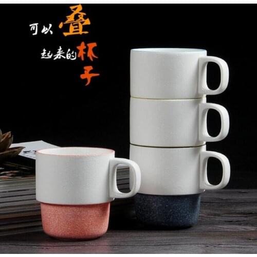 Snowflake glaze creative Japanese ceramic mug simple morning tea cup stackable cup couple cup