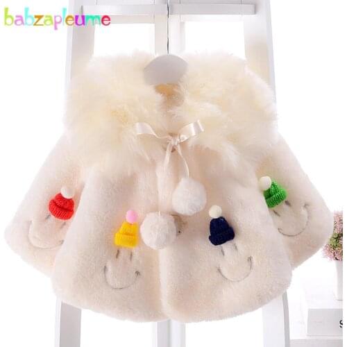 1-3Years/Winter Children Outerwear Baby Girls Clothing Infant Coats Cute Warm Thicker Faux Fur Jackets Cloak Kids Clothes BC1533