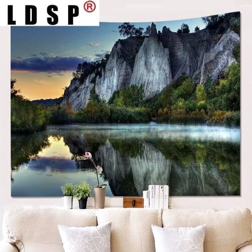 LDSP Lake Forest Natural Landscape Tapestry Hanging Covering Rugs Background Cloth Beach Mat Blanket Art Bedroom Living Home