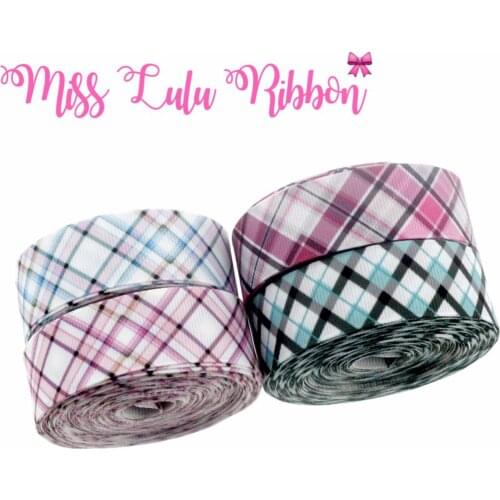 7/8"22mm Colorful Check Geometric Pattern Printed Grosgrain Ribbon Party Home Decor 10yards/roll DIY Hair Bowknots Making