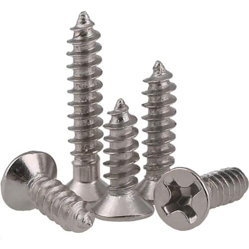 100pcs M1-M3 Mini Phillips Countersunk Self-tapping Screws Flat Head Cross Small Bolts KA Carbon steel Nickel Plated