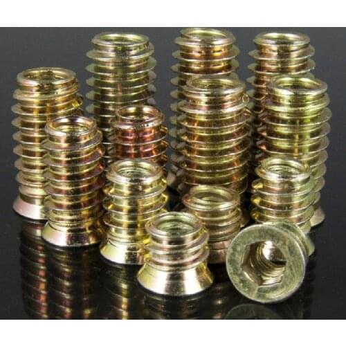 M6X13 Furniture pre embedded Inserted nut wood plate bolt inner outer thread steel chair bed connector wood chair bed children