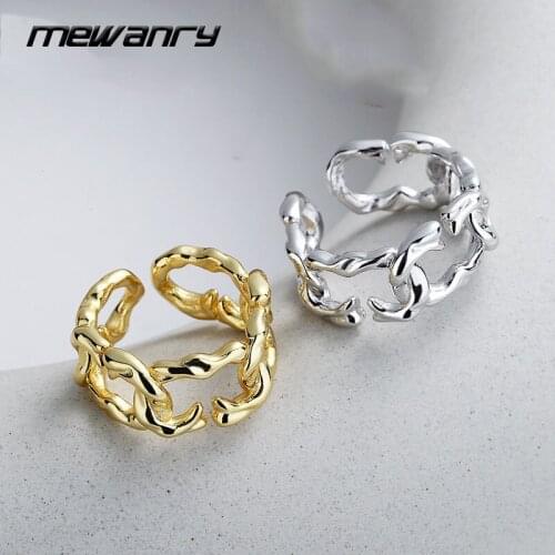 Mewanry 925 Sterling Silver Couples Rings 2021 Trendy Vintage Elegant Simple Hollow Chain Party Jewelry Gifts Girls Accessories