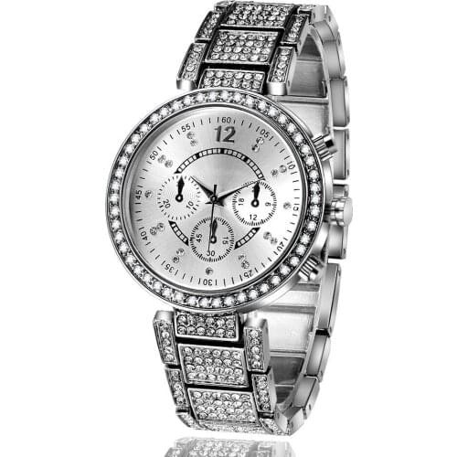 2020 High Quality CUSSI Full Rhinestones Fashion Women Dress Watch Gold Luxury Ladies Wristwatches Female Atmos Montres Femme