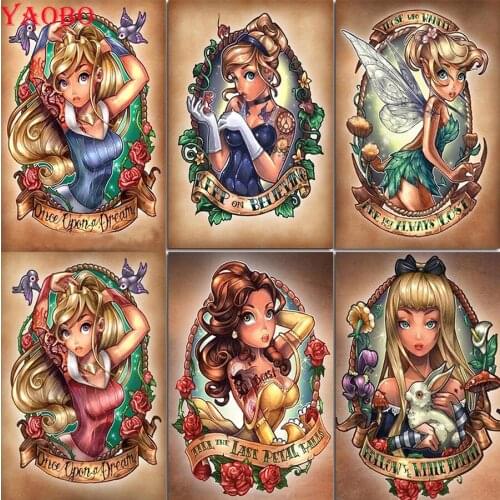 Cartoon Princess Diamond Painting Full Square Drill Cross Stitch Kits Rhinestone Painting Diamond Embroidery Sales Cute Girl