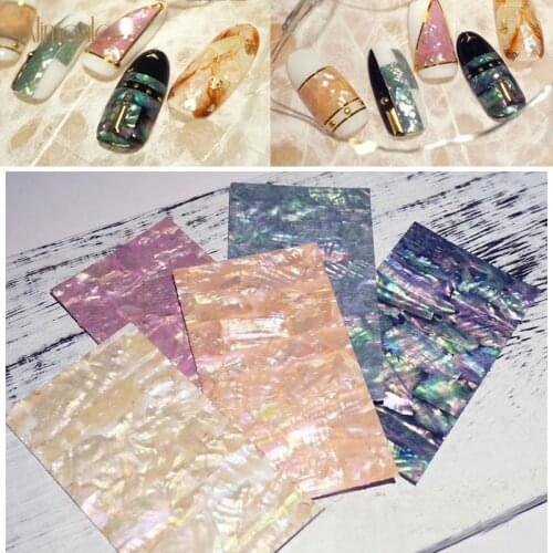 1pcs Laser Shell Nail Art Stickers Adhesive Full Nail Wrap Decals Ultra-thin Nail Decoration Tips Manicure Makeup Tools