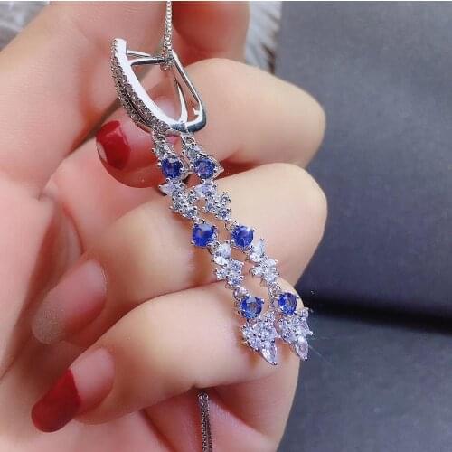 Natural And Real Sapphire Earring 925 sterling silver Fine jewelry For men women