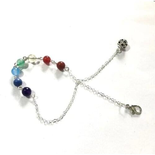 Natural Stone Pendulum Pendant 7 Chakra Chain for Divination Crystal Jewelry Charm Amulet Healing Pendant