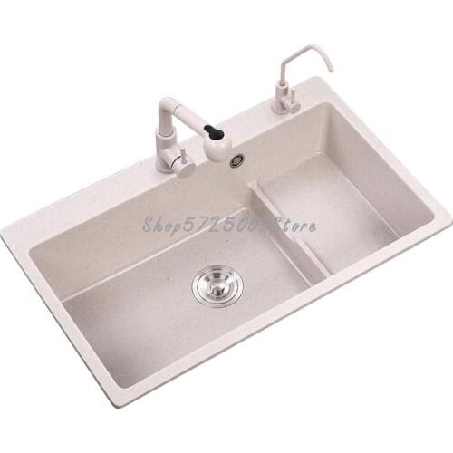 German Quartz Stone Sink Large Single-bath Granite Kitchen Sink Stepped Kitchen Undercounter Basin Sink High And Low Sink