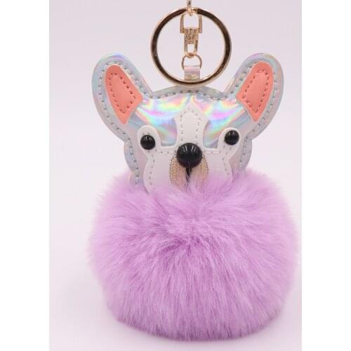 New Creative Hot puppy animal Fake Rabbit 8cm Fur Ball Colorful Key Chain Pompom Key Chain Key Rings Girl Women Bag Jewelry