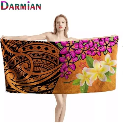 DARMIAN Plumeria Floral Polynesian Beach Towel Fashion Adults Large Thick Bath Towels Absorbent Home Textile Microfibra Toalla