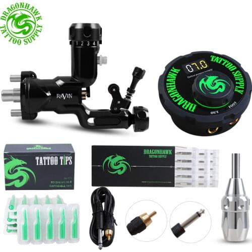 Professional Rotary Tattoo Kit Raven Machine Shader Liner Mix Size Needles Set Tattoo Guns Tattoo Artist Supplies