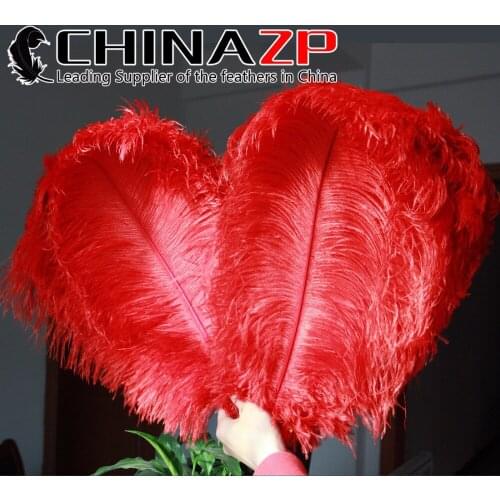 Size from 20inch to 22inch(50-55cm) CHINAZP Factory Wholesale 50pcs/lot Dyed Red Decoration Ostrich Feathers