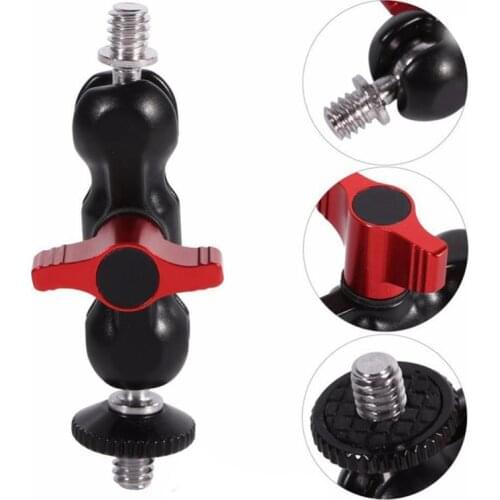 RISE-ic 1/4 inch Clamp Double Ball Head Arm Mount Adapter for DSLR Camera LCD Monitor