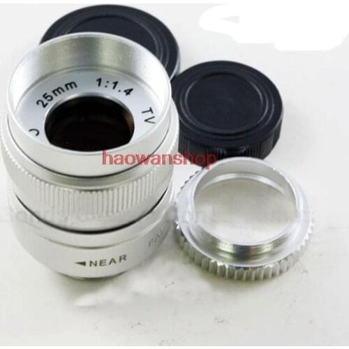 Silver CCTV 25mm F1.4 c mount Movie Lens for m43 G1 EP1 EP2 GH1 GH2 GF1 GF2 E-PL3 GF5 GX1