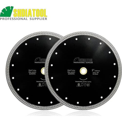 SHDIATOOL 2pcs Dia 230mm/9" Hot-pressed Sintered Diamond Cutting Disc Mesh Turbo Diamond Saw Blade Granite Marble Tile Ceramic
